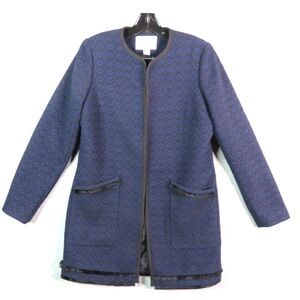Carolina‎ Belle Womens Jacket Medium Blue Black Diamond Fringe Career Academia